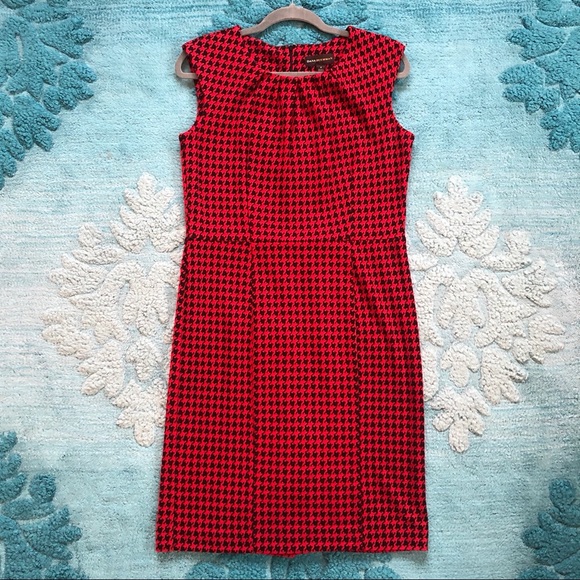 ☎️ Dana Buchman Houndstooth Dress Size 6/8 Medium Red & Black Pattern Soft Comfy - Picture 1 of 8